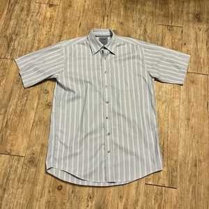 L.L. Bean Gray Casual Button Down Shirt with Pinstripe Pattern